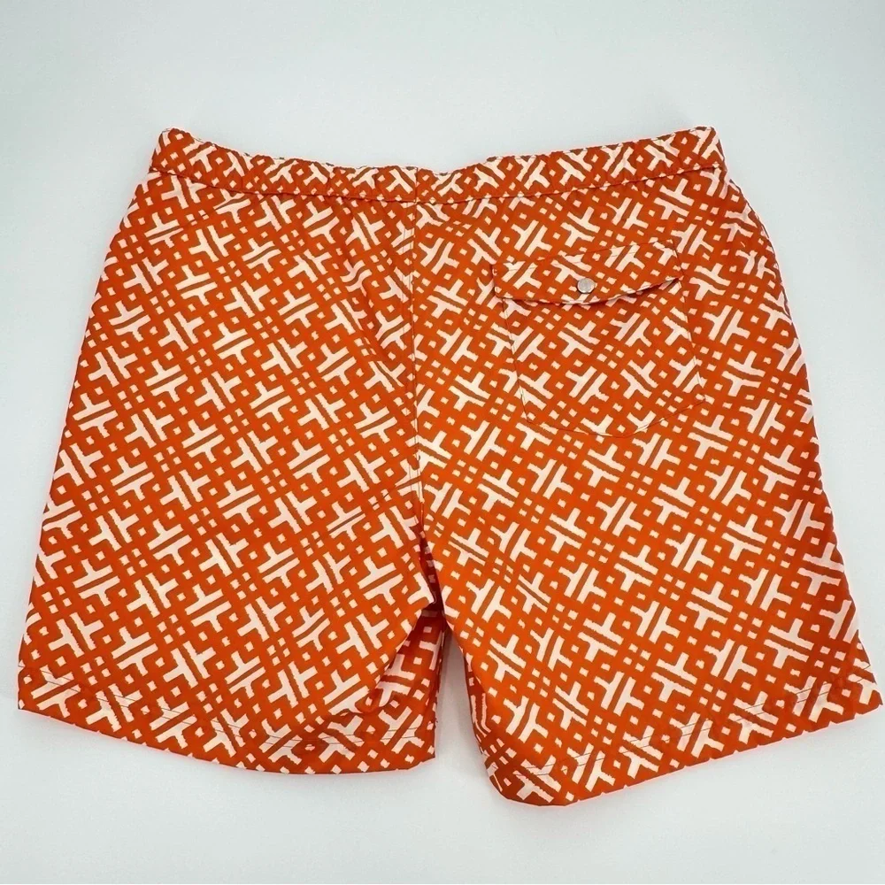 Lands’ End Men’s Stylish Orange Swim Shorts New Lined w/Pockets Swim Size 42